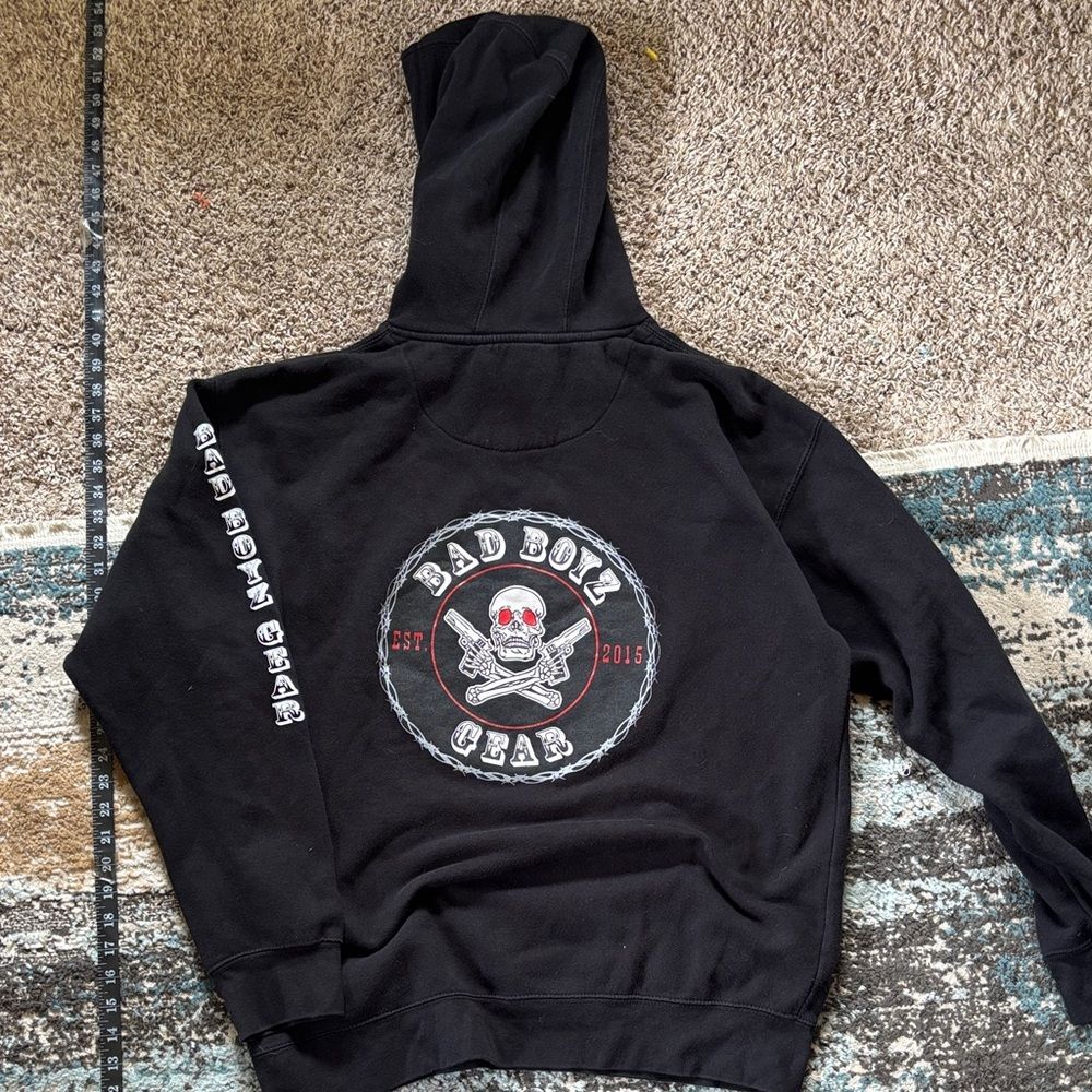 Bad Boy Men’s XL Heavyweight Black Cotton Graphic Drawstring Hoodie